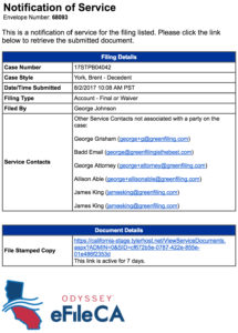 Electronic Service Notifications may vary slightly from state to state!