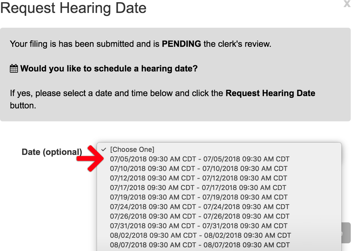 Select a Hearing Date