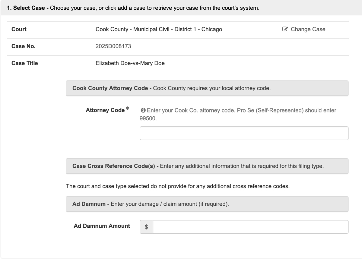 File on an existing case