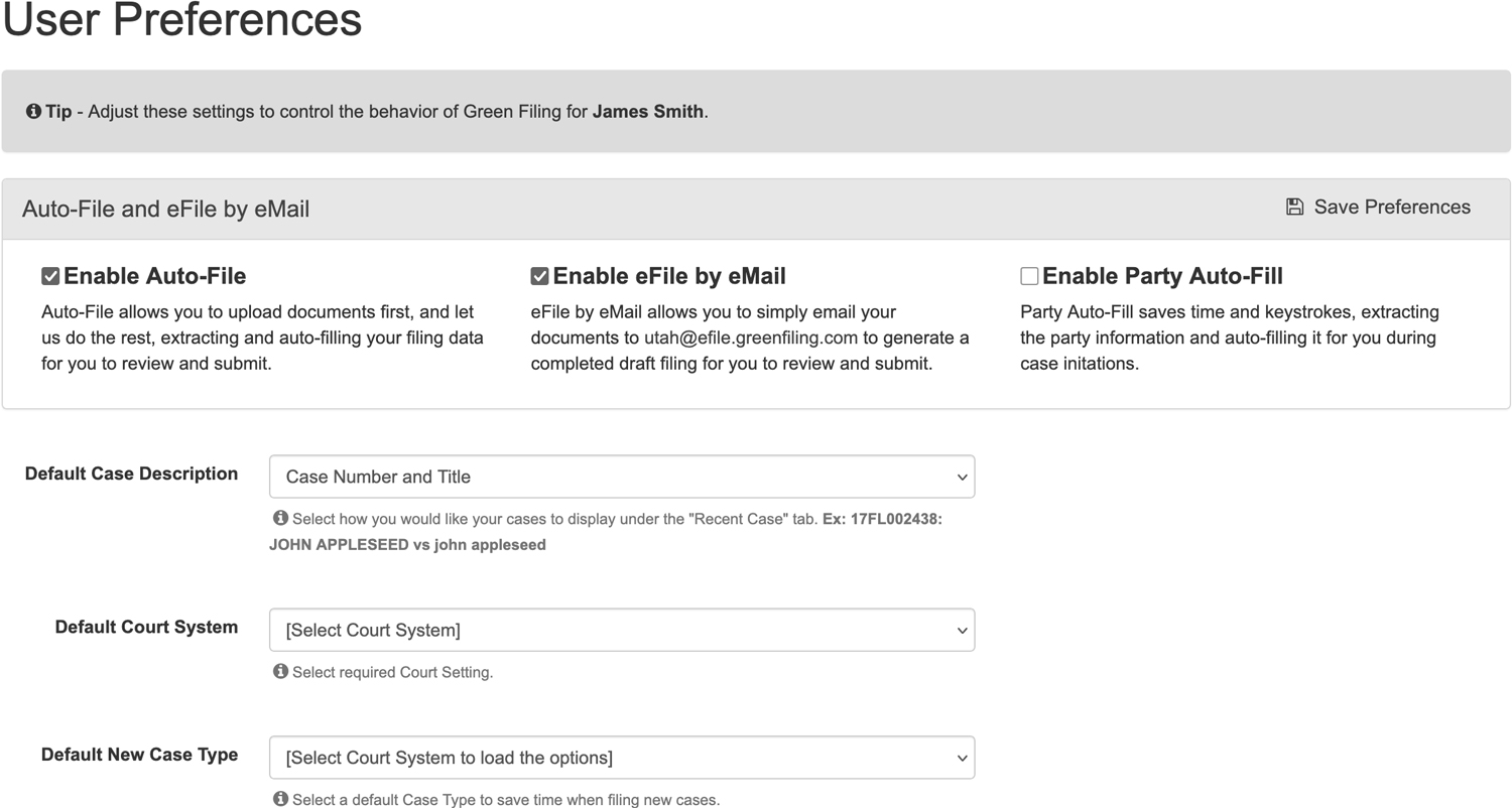 Enable Auto-File and efile by email
