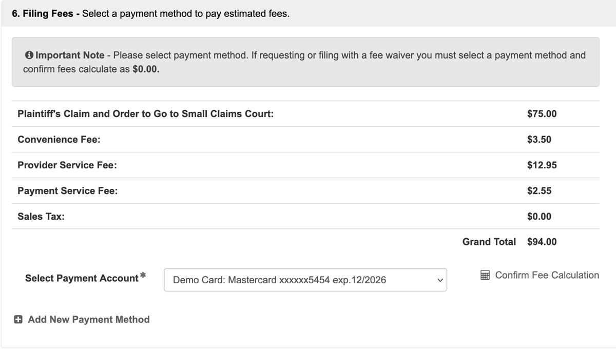 Filing Fees