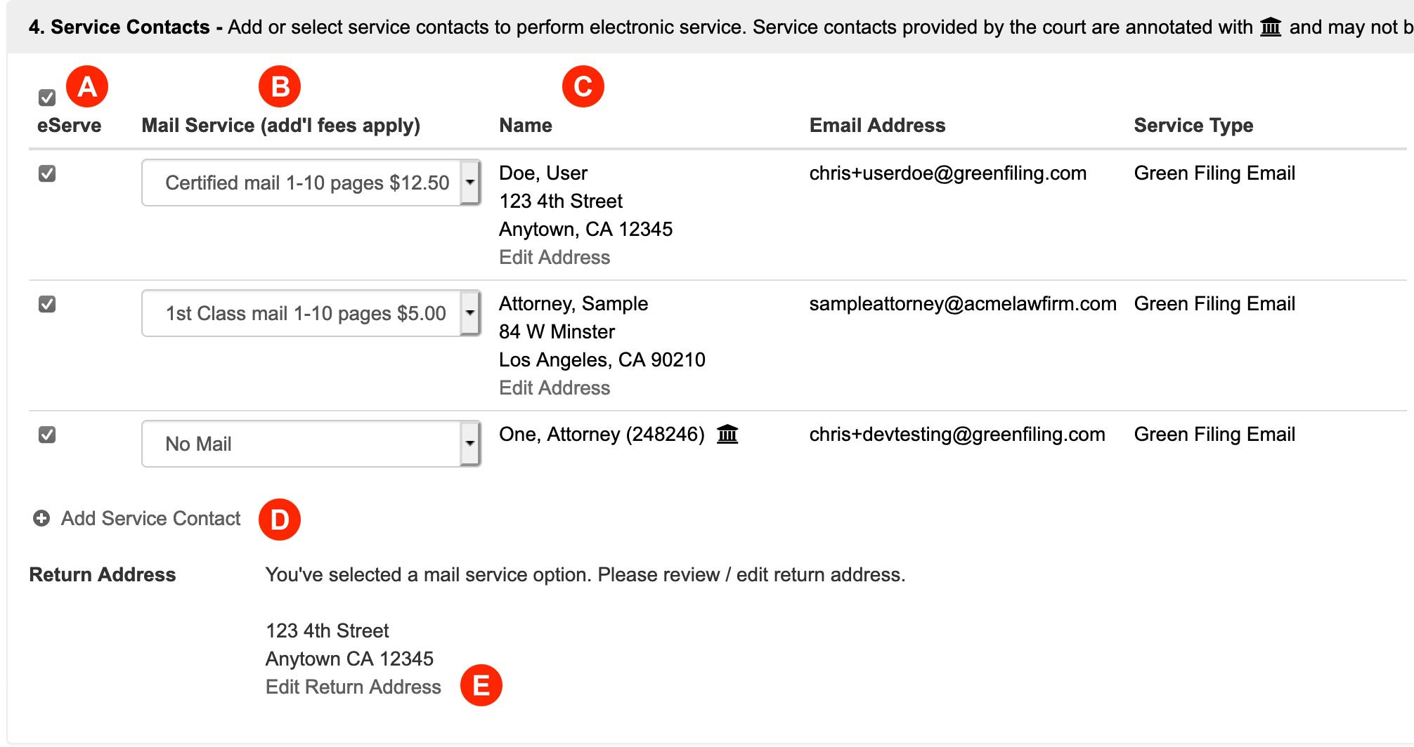 Service Contacts