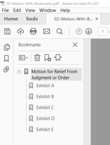 bookmark table of contents in adobe